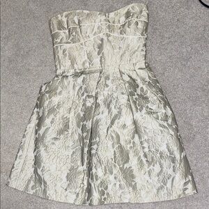 Elegant Boutique Cream Floral Strapless Dress
